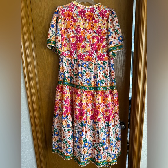 Umgee Multicolored Midi Sundress with Puff Sleeves - Picture 2 of 4